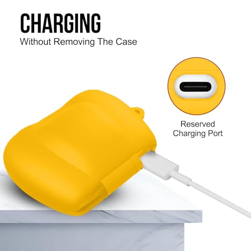 Image of Soft Silicone Case Cover Compatible for GoBoult Audio UFO | GoBoult Astra | GoBoult Mustang Torq (Yellow,Lanyard)