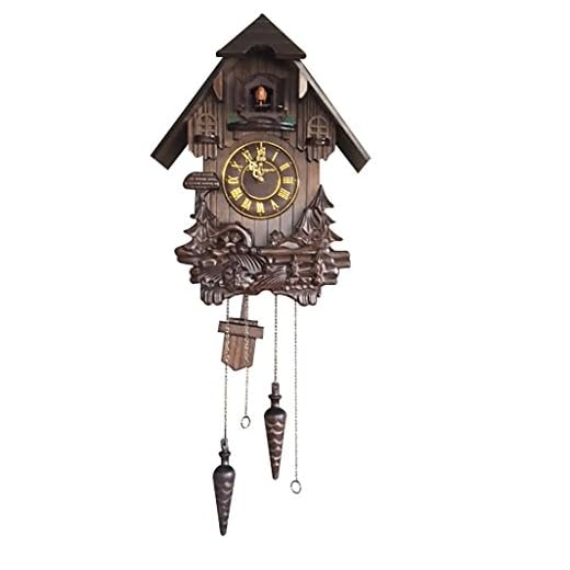 Vmarketingsite Wall Cuckoo Clocks Black Forest Wooden Cuckoo Clock. Black Forest Hand-Carved Cuckoo Clock. Bright Cuckoo Bird Sounds On The Hour and Chime Has Automatic Shut-Off. Excellent Gift.
