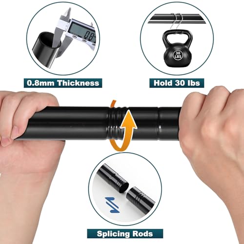 82-389cm Schwarze doppelte Vorhangstangen für Fenster mit Halterungen und Clip, 25mm Heavy Duty Dual einstellbare dekorative Vorhangstange für Fenster,Badezimmer,Terrasse,Schlafzimmer,Schiebeglas,Tür