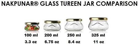 Nakpunar Glass Tureen Jars with Lids (6.75 oz - 6 pcs, Gold)