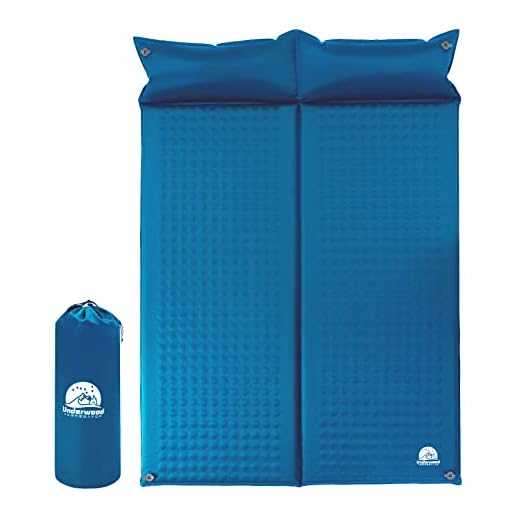 Underwood Aggregator Double Self-Inflating Sleeping Pad for Camping - Lightweight Sleeping Camping Pad for 2 Person, Inflatable Double Sleeping Pad, Two Person Foam Camping Mat with Pillow