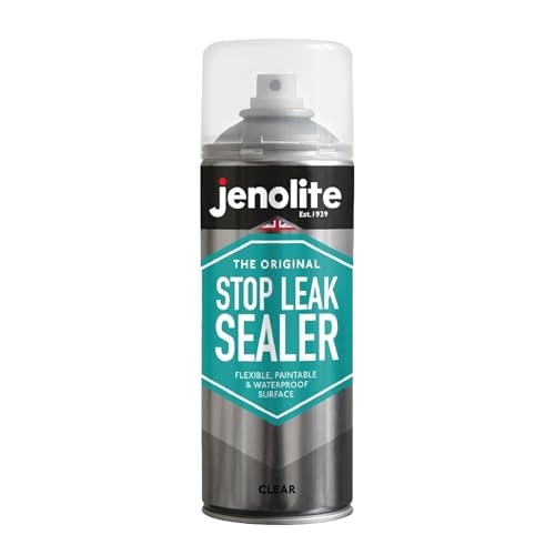 JENOLITE Stop Leak Sigillante Spray | TRANSPARENTE | 400ml | Sigilla Grondaie, Ripara Perdite sul Tetto | Impermeabilizzante Spray Sigillante | Sigillante impermeabile di lunga durata