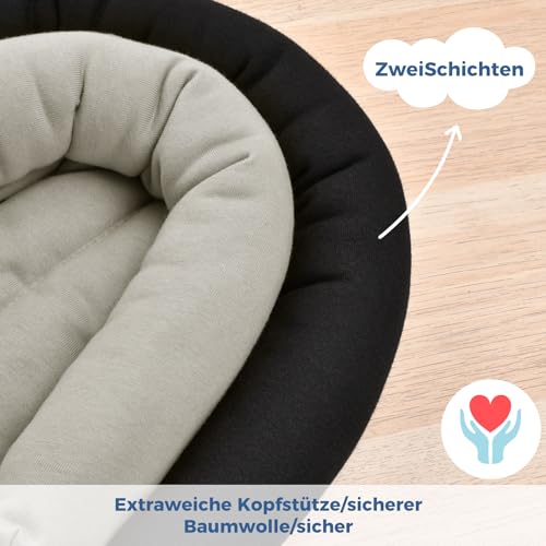 INFANZIA 2-in-1 Baby Sitzverkleinerer Universal für Alle Kinderwagen,Babyschale Einsatz und Kopfstütze für Neugeborene und Kleinkinder, Extra Weich, Ideal für Alle Jahreszeiten, Baumwolle, Schwarz