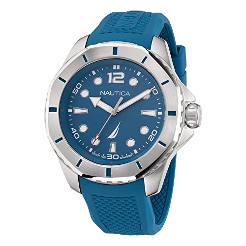 Nautica KOH May Bay Herren-Armbanduhr mit Silikonband, hellblau (Modell: NAPKMF203), blau