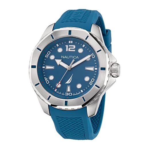 Nautica KOH May Bay - Reloj de pulsera de silicona azul claro para hombre (modelo: NAPKMF203), Azul, Moderno