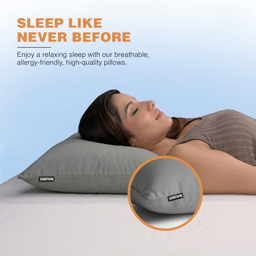 Image of CareFoam Height Adjustable Microfiber Sleeping Pillows - Set of 2 | 16 inch x 24 inch| Soft, Supportive & Washable | Ideal for Back, Side & Stomach Sleepers | White