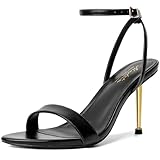 Mostrin Black Strappy Heels for Women Ankle Strap Lace Up Heels Pointed Open Toe Stiletto High Heeled Sandals for Prom, Party, Daily Size 8
