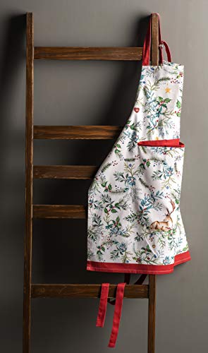 Maison D' Hermine Apron 27.50"X31.50" 100% Cotton 1 Piece Adjustable Neck Strap Cloth Apron With Center Pocket & Long Ties For Mothers Day Gifts, Women Men, Chef, Holly Time - Thanksgiving/Christmas #TOP5