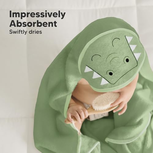 Image of KeaBabies Hooded Baby Towel for Newborn, Baby Bath Towels(Alligator, 35x35) | Viscose Derived from Bamboo, Large Baby Towels with Hood, Boys, Girls, Toddler, Soft Absorbent Baby Bath Essentials