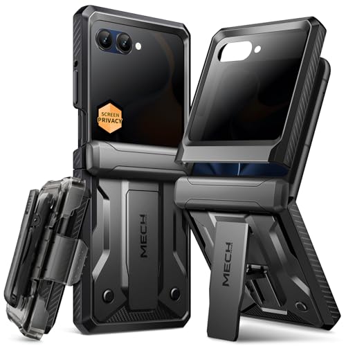TONGATE for Motorola Razr 2025/Razr 2024 Case with Privacy Screen Protector, [Stand & Belt-Clip] [Hinge Protection Cover] [Anti-Slip], Full-Body Military Grade Protective Phone Case, Black