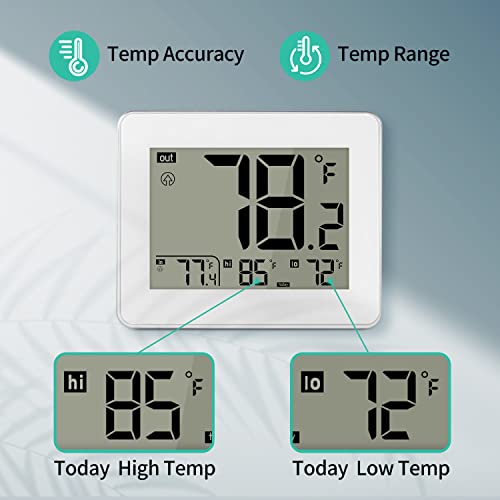 Geevon Wired Digital Indoor/Outdoor Thermometer With 3.58 In Large Display,Room Temperature Gauge With Time, Temperature Monitor High And Lows (White) #TOP5