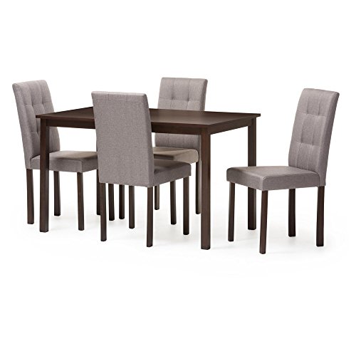 Baxton Studio Andrew Modern and Contemporary 5-Piece Grey Fabric Upholstered Grid-Tufting Dining Set