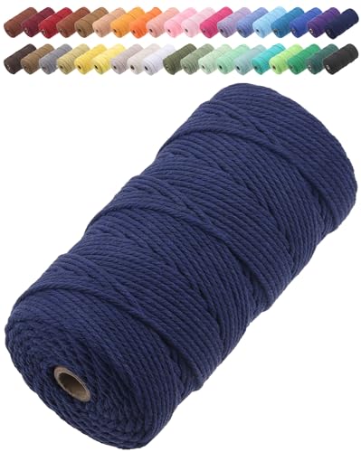 GOHOF Macrame Cord 3mm x 150m Premium Cotton Macrame Rope, 4 Strand Twisted Soft Cotton Cord