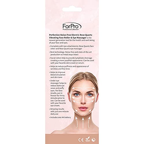 ForPro Professional Collection Electric Face Roller & Eye Massager, 2 in 1 Vibrating Skin Care Tool, Rose Quartz - Thumbnail 4