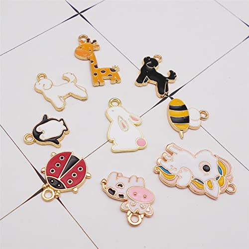 Jjg 18Pcs(9Pairs) Assorted Gold Plated Enamel Dog Penguin Giraffe Dainty Dangle Cute Animals Charms For Jewelry Making Necklace Bracelet #TOP4