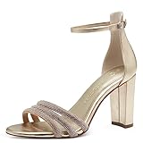 MARCO TOZZI Damen Sandalen mit Absatz mit Riemchen Glitzer, Gold (Gold Comb), 37