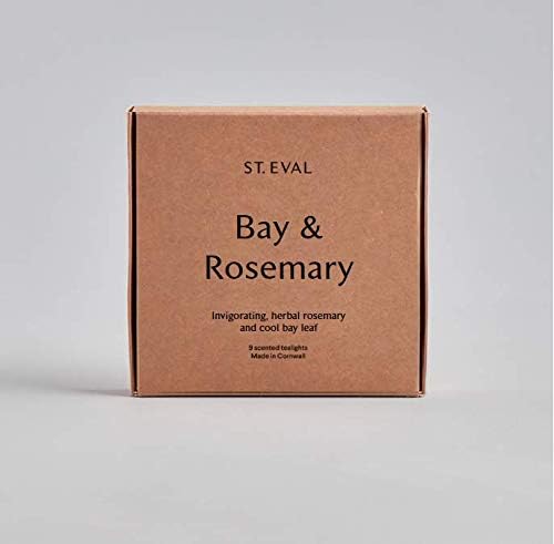 St. Eval Bay & Rosemary Scented Tealights - Candle - Refreshing Fragrance - Refreshing Blend of Cool Bay Leaf and Herbal Rosemary - Made in Cornwall - Pack of 9