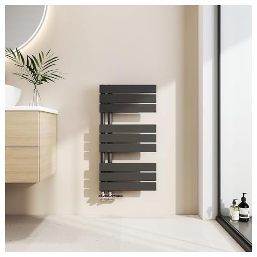 EMKE Toallero Baño Radiador Plano, toallero de Paneles, 762 x 400 mm,Negro, secador de Toallas con conexión Lateral, 342 W, radiador secador de Toallas de Agua Caliente