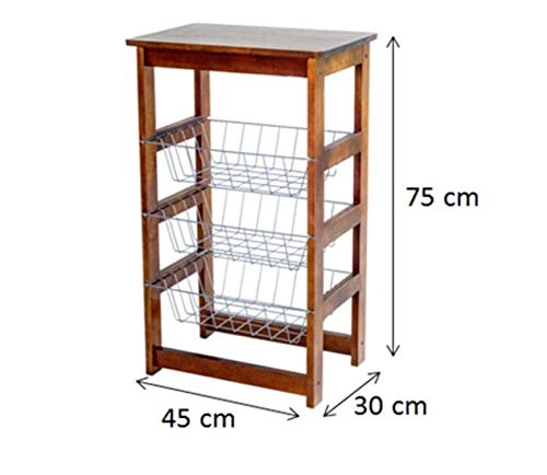 Fruteira Em Madeira Painel Com 3 Cestos Tabaco