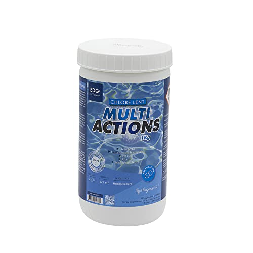 Chlore MULTIACTIONS AQUALUX EDG - Désinfection Régulière - Désinfectant Multifonction - Stabilisé Lentemente - 1kg - Tes