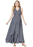Jessica London Women's Plus Size Flyaway Maxi Dress - 32 W, Navy Polka Dot Blue