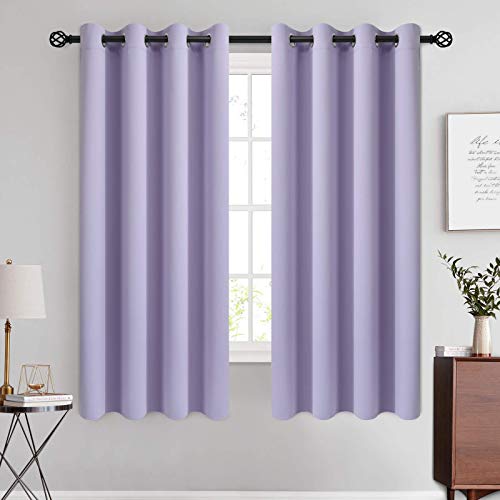 Image of COSVIYA Grommet Room Darkening Lilac Curtains 63 inch Length for Bedroom | Light Blocking Insulated Thermal Curtains for Living Room, Blackout Thick Polyester Window Drapes,52x63 inches, 2 Panels