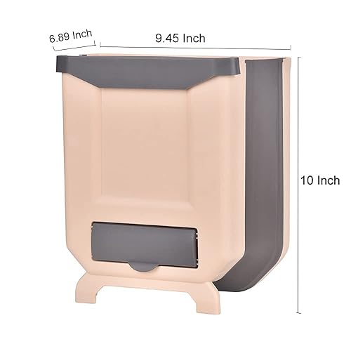 Miniatura 2 de Papelera colgante para puerta de armario de cocina, papelera plegable para cocina, dormitorio, baño y automóvil (2.4 galones, rosa)