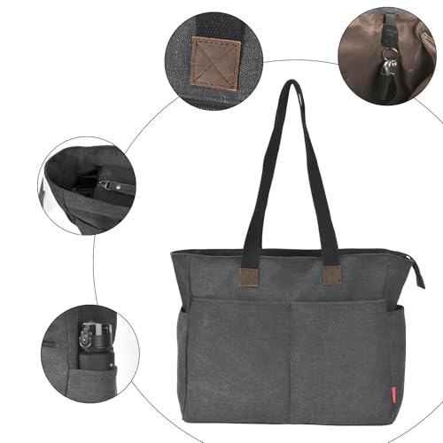 Bolso tote de lona con compartimento para uso diario miniatura 2