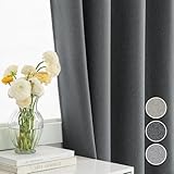 SHECUTE Dark Grey Blackout Curtain Thermal Insulated Curtains with Grommet 84 inches Long Soft Blackout Curtains for Bedroom/Living Room,W52 x L84 inch, Set of 2 Panels