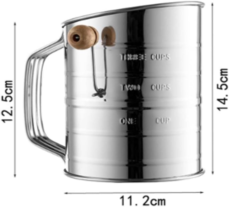 Mesh Crank Flour Sifter Kitchen Gadget Semi Auto Hand Held Sieve Cup Single Layer Powder Strainer