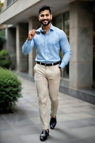 Image of Men's Formal Shirt and Trouser Combo Set | Slim Fit Stylish Office Wear | Premium Cotton Blend Shirt Pant Set for Men | Top & Bottom Clothing Set