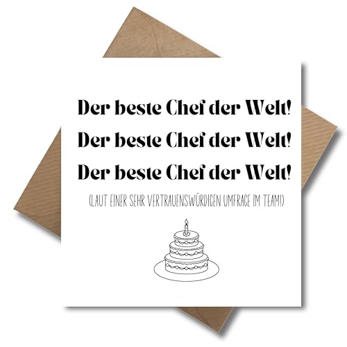 12 Grußkarten 'Best Chef Ever' – 15x15 Cm, Blanko Innen, Mit Weißen Umschlägen