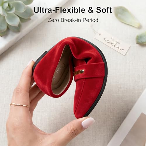 Image of MUSSHOE Loafers for Women Pointed Toe: Dressy Gold Bit Flats, Suede BusinessCasual Slip On Shoes for Office Work,Interview & Teacher
