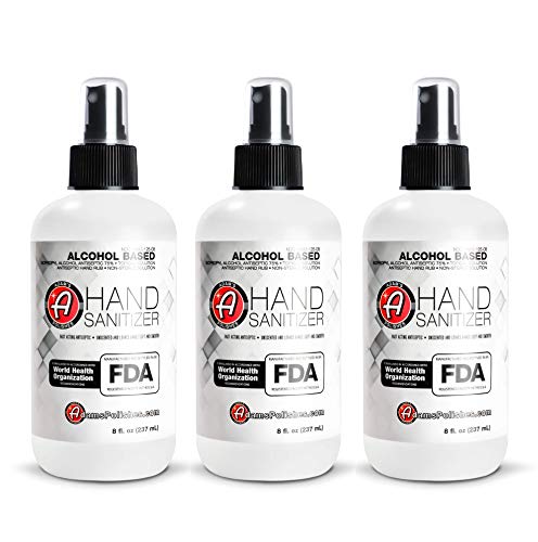 Adam's Hand Sanitizer 8oz (3 Pack) - USA Made Hand Sanitizing Spray |