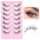 False Eyelashes Natural Look Wispy Clear Band Lashes Fluffy Eyelash Clusters Short 3D Faux Mink Cat
