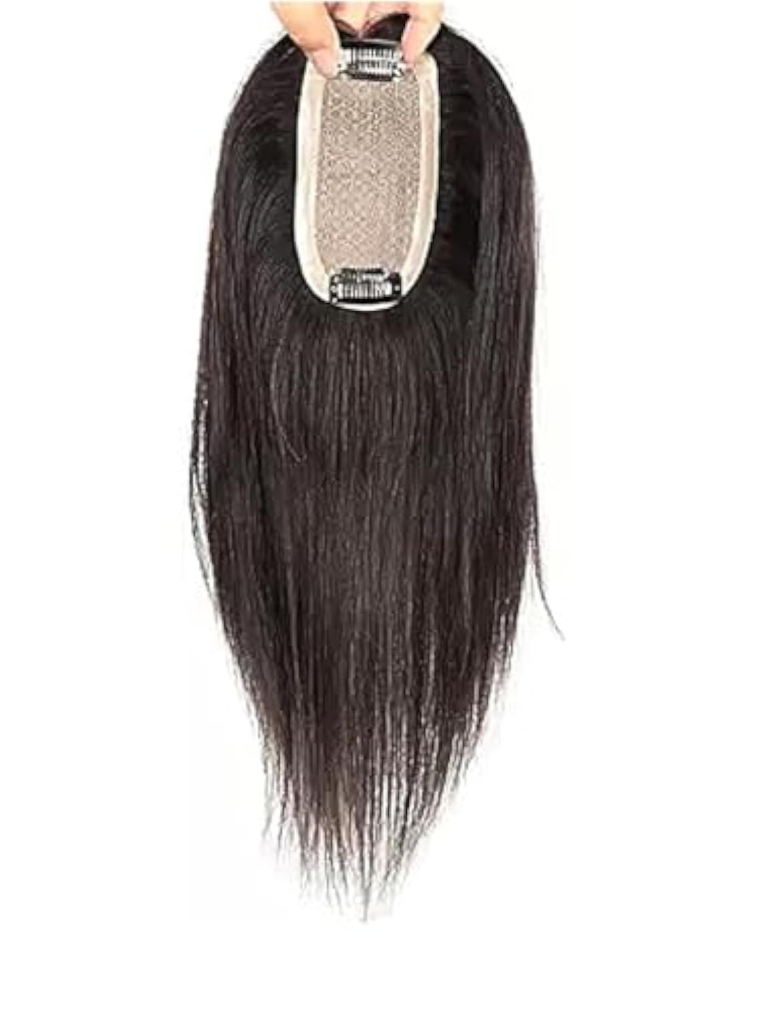 Women's Hair Topper with 2 Snap Clips, Dark Brown