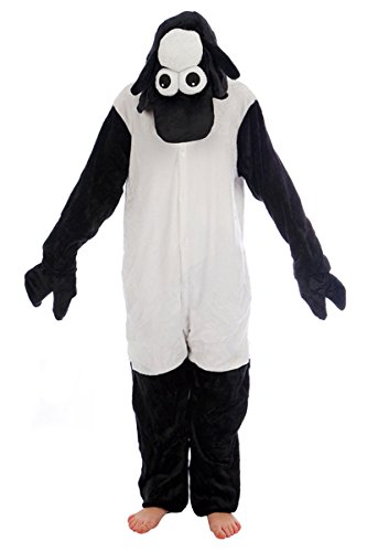 Unisex Black Sheep Onesie Fancy Dress Costume Hoody Pyjama Sleep wear Carnival Costume XL(height 180cm-190cm)