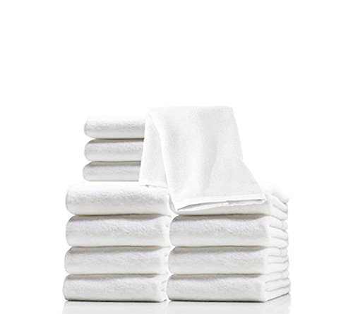 12 LCL Beauty Premium Ultra-Soft White Microfiber Gentle Exfoliating Facial Towels Wash Cloths