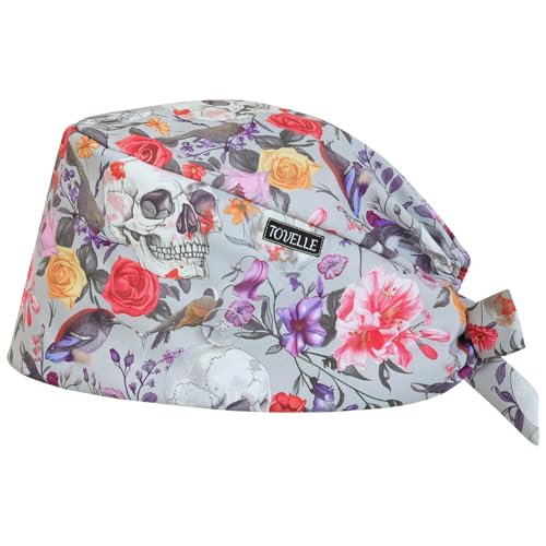 Image of Scrub Caps for Women with Buttons, Classic Surgical Caps | Double-Sided Printed, Adjustable,Long Hours, Sweatbands, Fabric Help Reduce Static Buildup