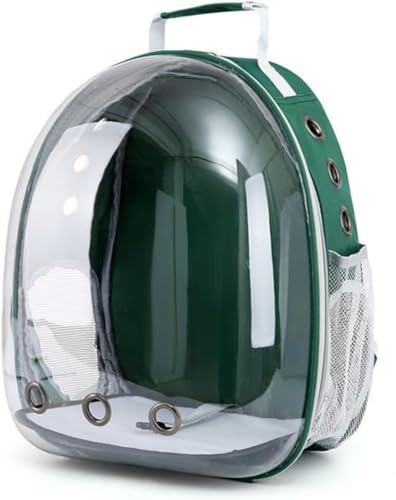 Uranus 宇宙船カプセル型ペットキャリーバッグ 犬猫兼用 透明UVカット&通気窓 大容量折りたたみ式 耐荷重10kg 抗菌パッド付き 旅行/病院対応 軽量ABS樹脂製 (33×28×44cm ピンク) (緑)