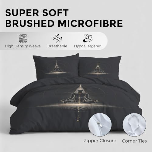 Parure de lit 160x200 fermeture éclair microfibre douce imprimé 7 chakras - 6