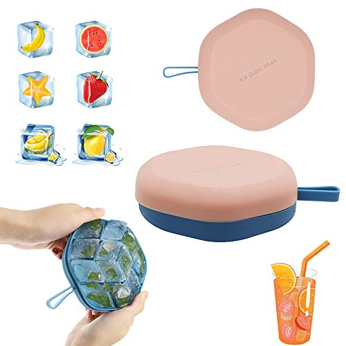 Bac à Glaçons en Silicone 12 Blocs Glaçons pour Whisky,Cocktails,Boissons,sans BPA,LFGB,Base Souple Pour une Libération Facile des Glaçons-Gagnez de la Place Grâce aux Couvercles Empilables Cover