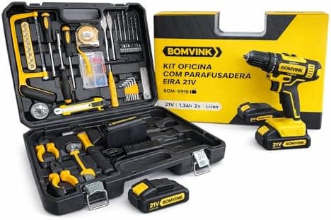 Kit Oficina com Furadeira & Parafusadeira 21V | Mandril 3/8" | Ba...