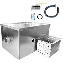 Commercial Grease Trap 9LBS Stainless Steel with Set Detachable Design for Restaurant Kitchen Cafe Canteen Factory Wastewater