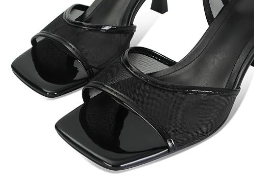 Image of SOVANYOU Mesh Kitten Heels for Women Strappy Sandals with Ankle Strap Comfort Summer Open Toe Heels for Dress