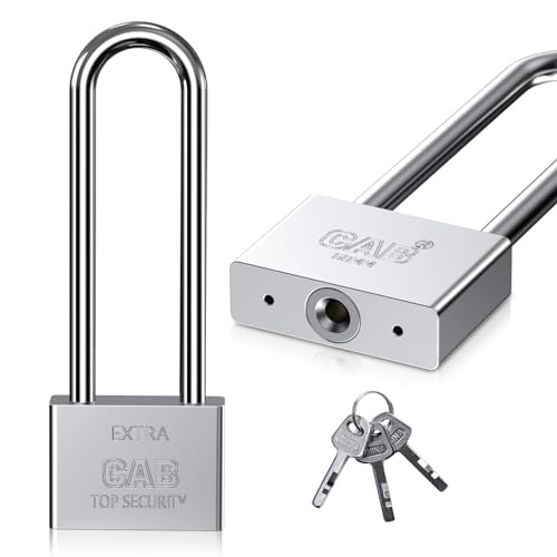 Heavy Duty Lengthened Padlock with 3 Keys, 60mm/6.5 Inch Long Shackle, Waterproof Outdoor Padlock for Warehouses, Container Doors, Garage, Shed Gates, Bicycle