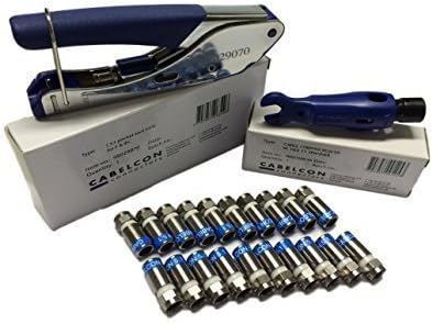 Cabelcon Set Consisting of a Pocket Tool Compression Pliers + Cable Stripper + Pack of 20 Compression F Connectors
