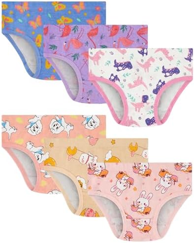 Girls Underwear 100% Cotton Panties, 6-Pack, Soft & Tagless,18M-12Y