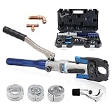 iGeelee Hydraulic Copper Pipe Press Tool for Viega ProPress Fittings | Includes 1/2", 3/4", & 1" Dies | Ideal for Narrow Spaces & Tee Fittings | Includes 1 Set of Dies (1950)