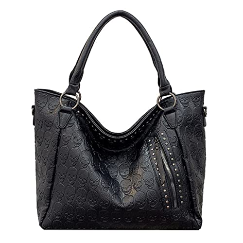 Bolso Tote Grande para Mujer con Calaveras y Tachuelas